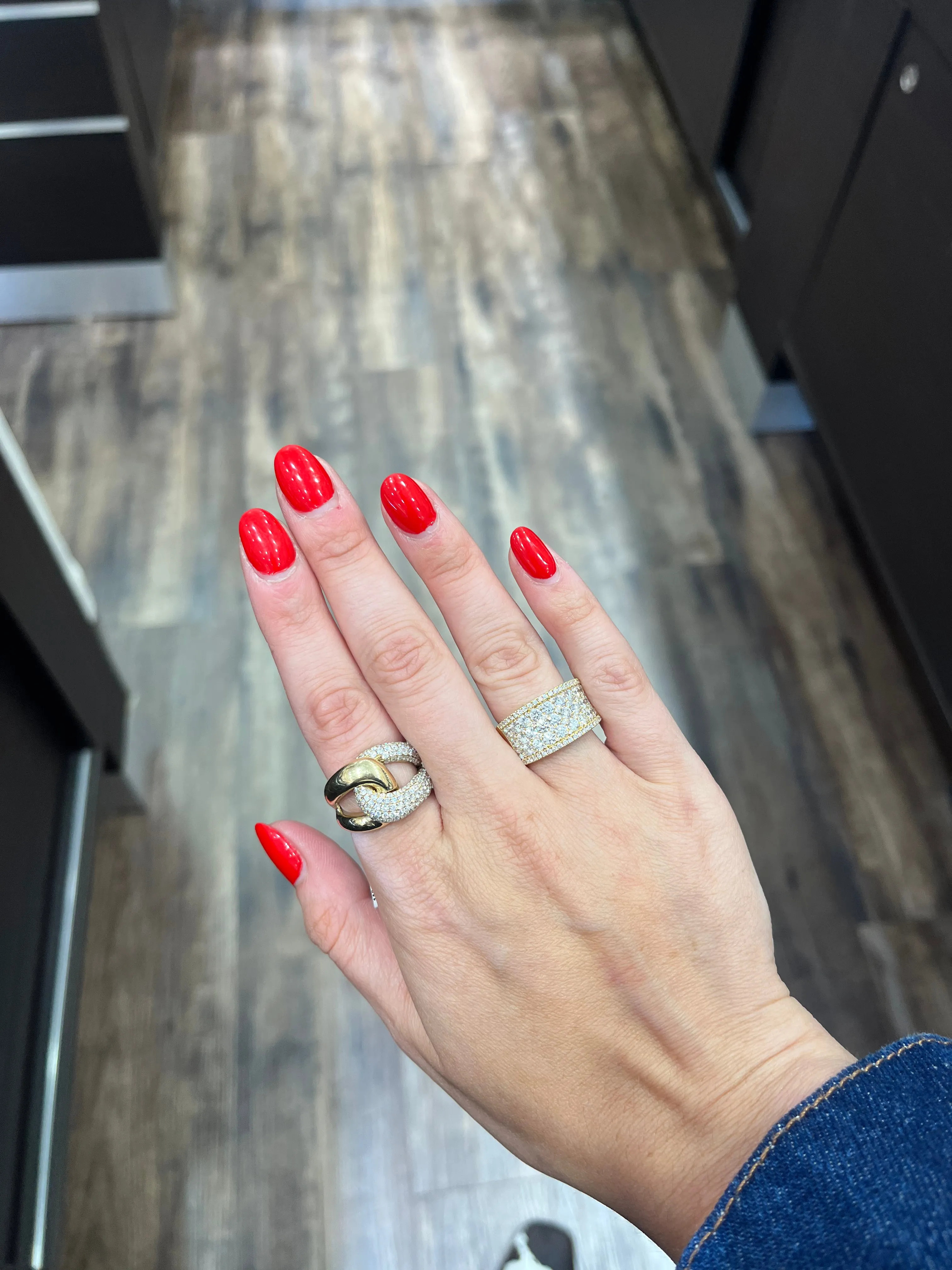 Gold & Diamond Link Fashion Ring