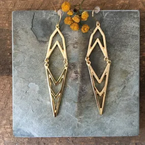 Gold Hinged Deco Earrings