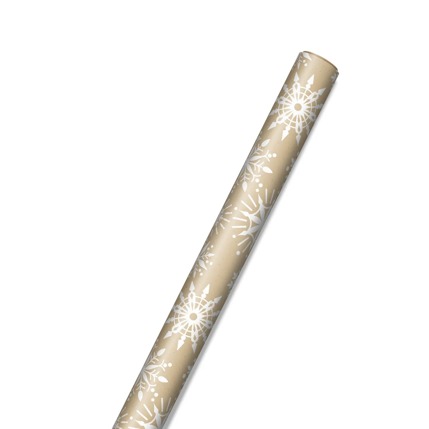 Hallmark White Snowflakes on Tan Holiday Wrapping Paper, 25 sq. ft.