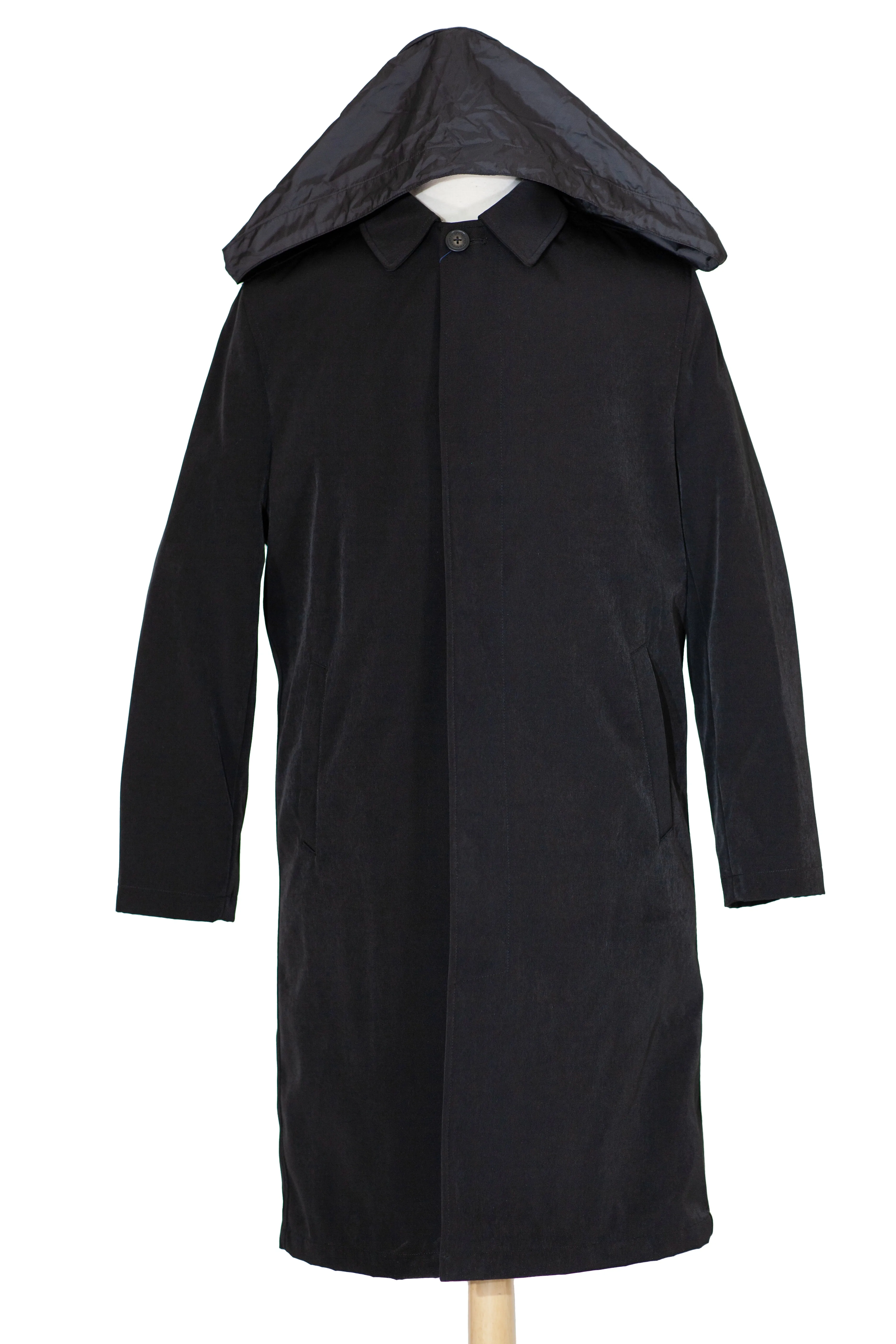 Hart Schaffner Marx Black Single Breasted Full Length Hooded Raincoat