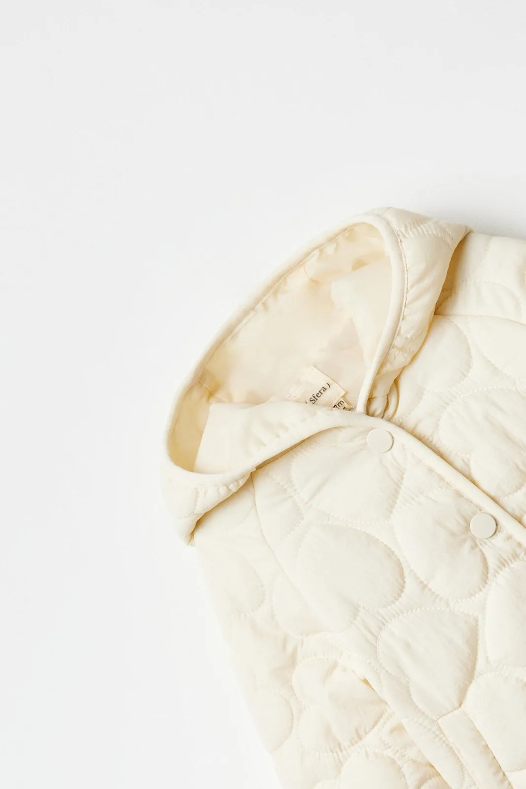 Heart-quilted coat - Ecru