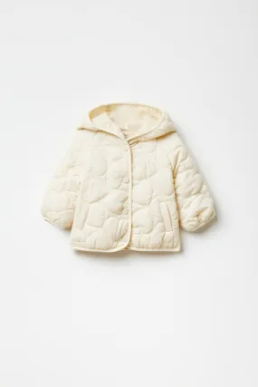 Heart-quilted coat - Ecru