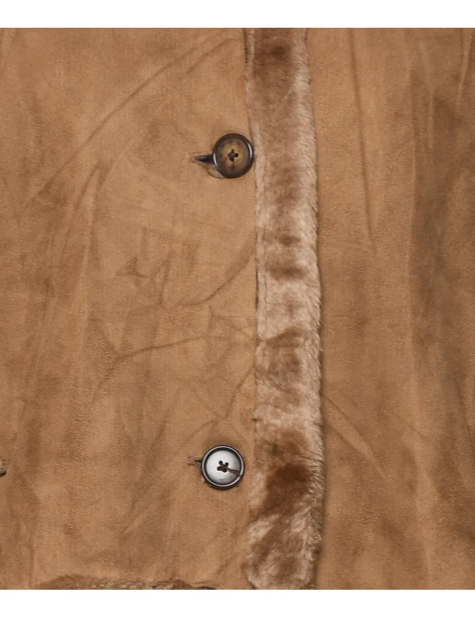 Hooded Faux Shearling Jacket - XL