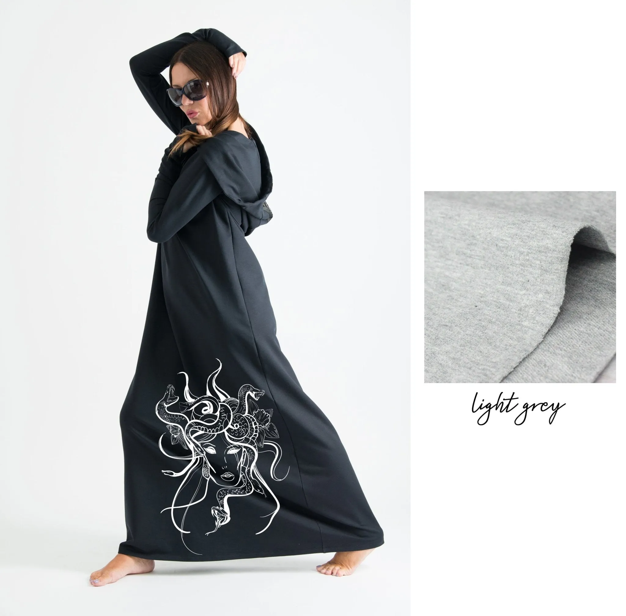 Hooded Octopus Printed Dress TINA
