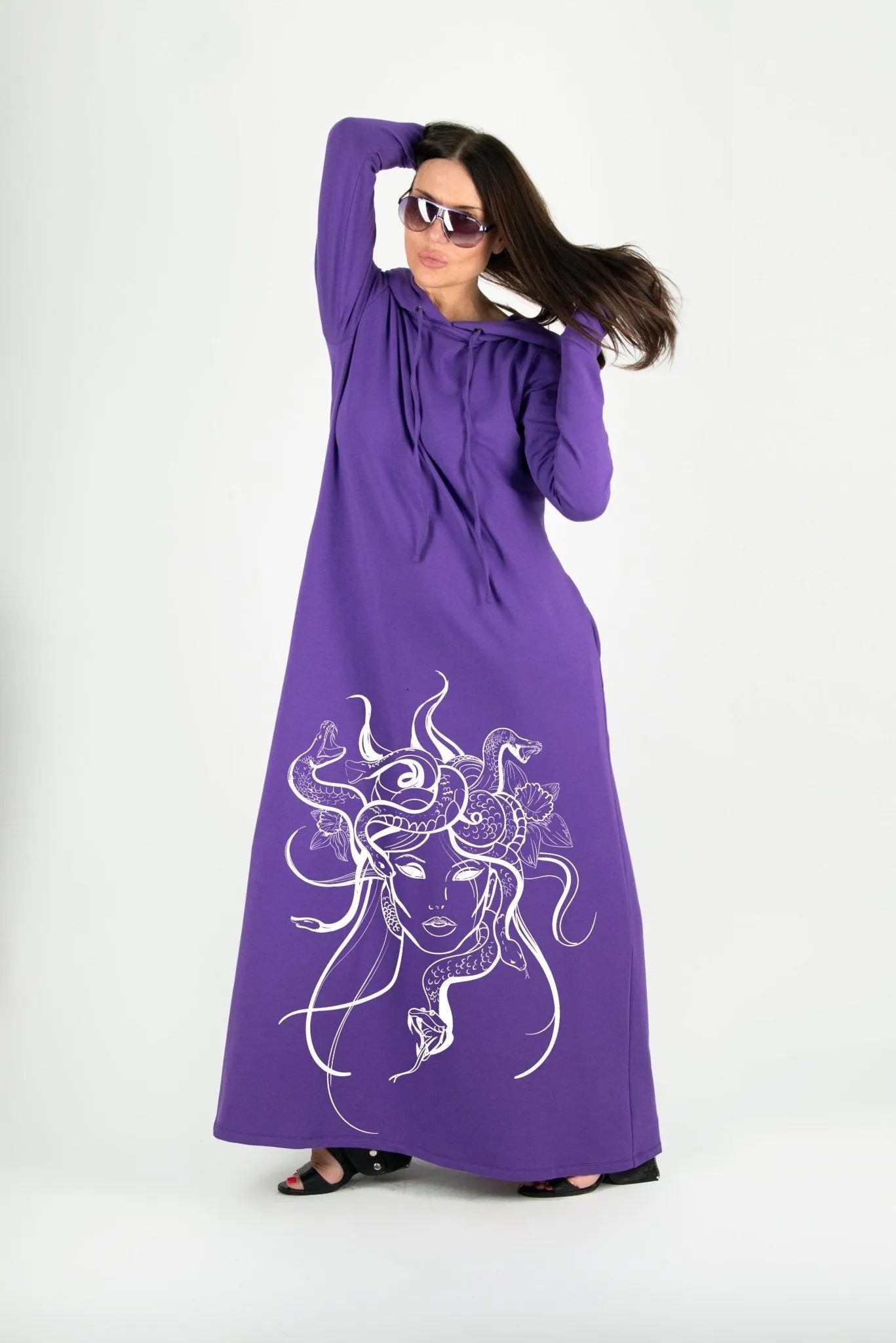 Hooded Octopus Printed Dress TINA