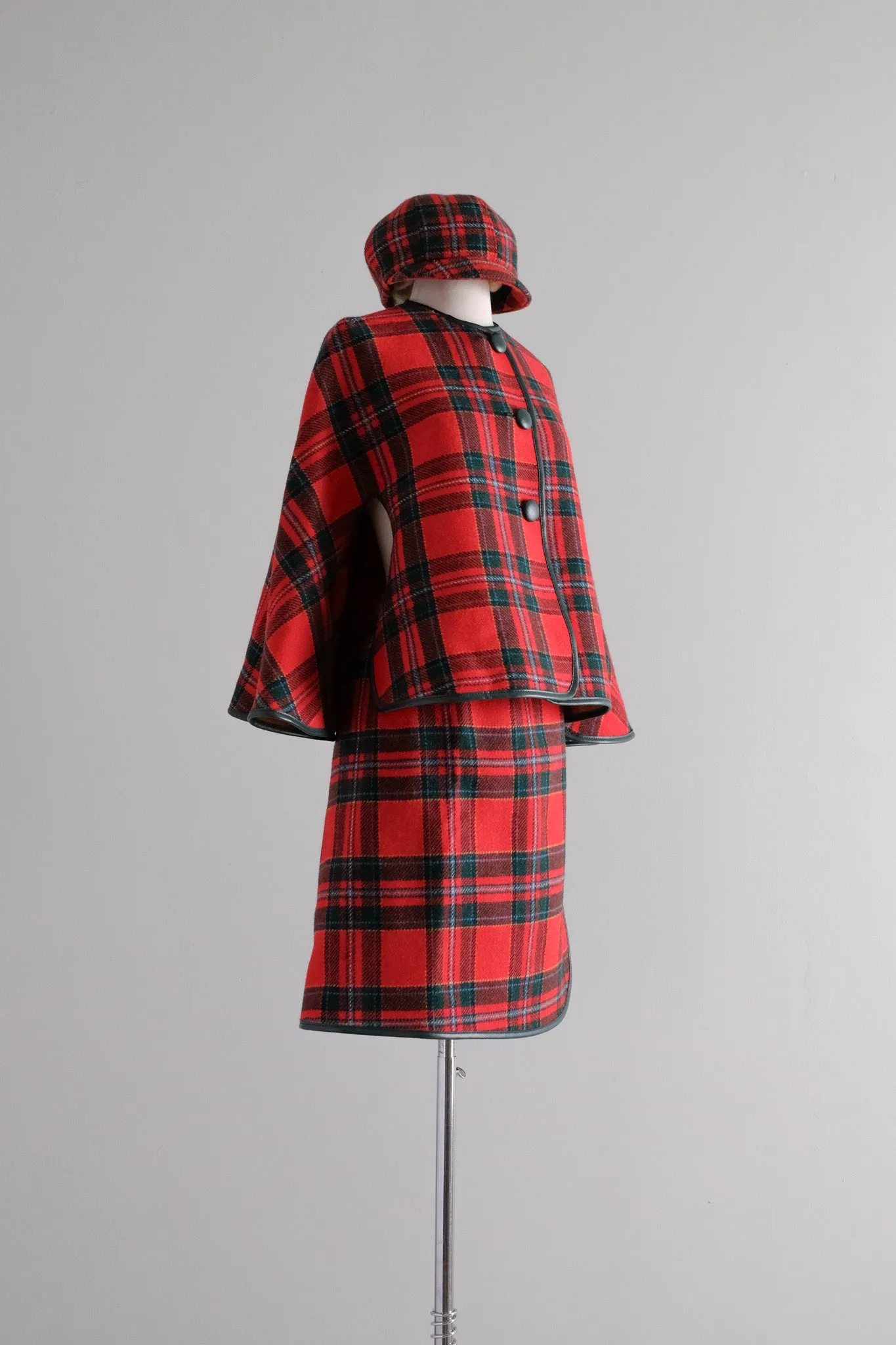 Incredible 1960's Three Piece Reversible Cape & Skirt Set / S