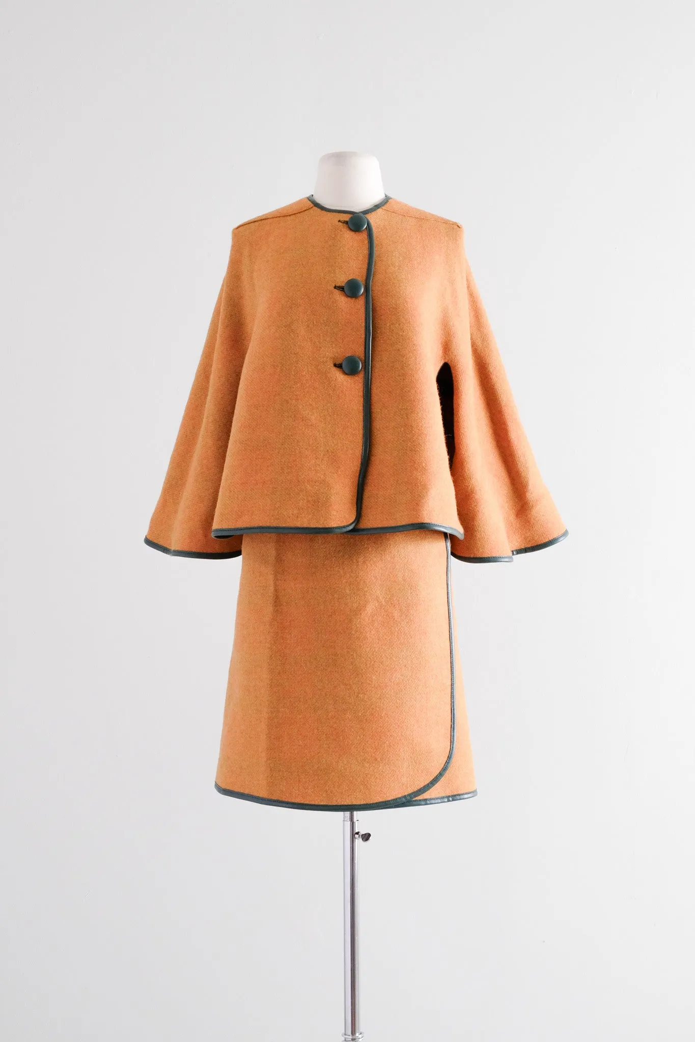 Incredible 1960's Three Piece Reversible Cape & Skirt Set / S