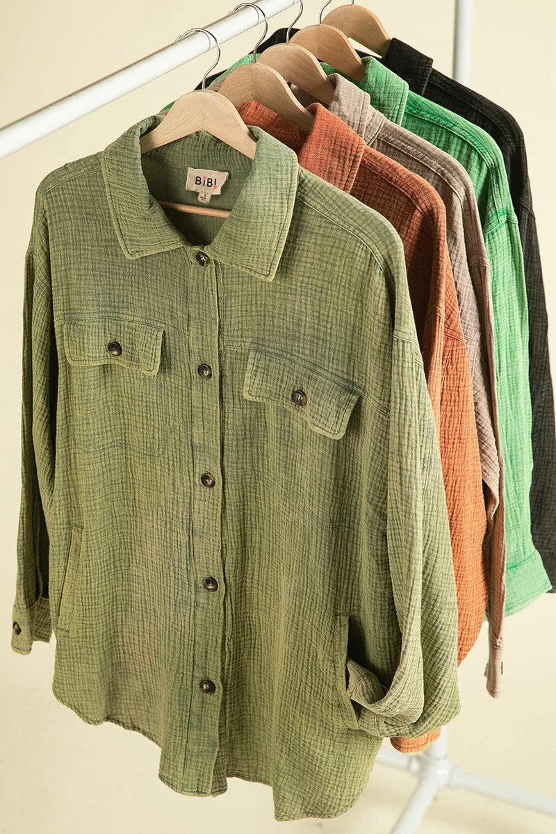 IP4500G-66_4 | VINTAGE WASHED WIRNKLE GAUZE SHACKET
