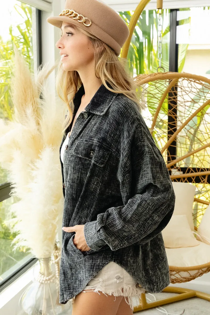 IP4500G-66_4 | VINTAGE WASHED WIRNKLE GAUZE SHACKET