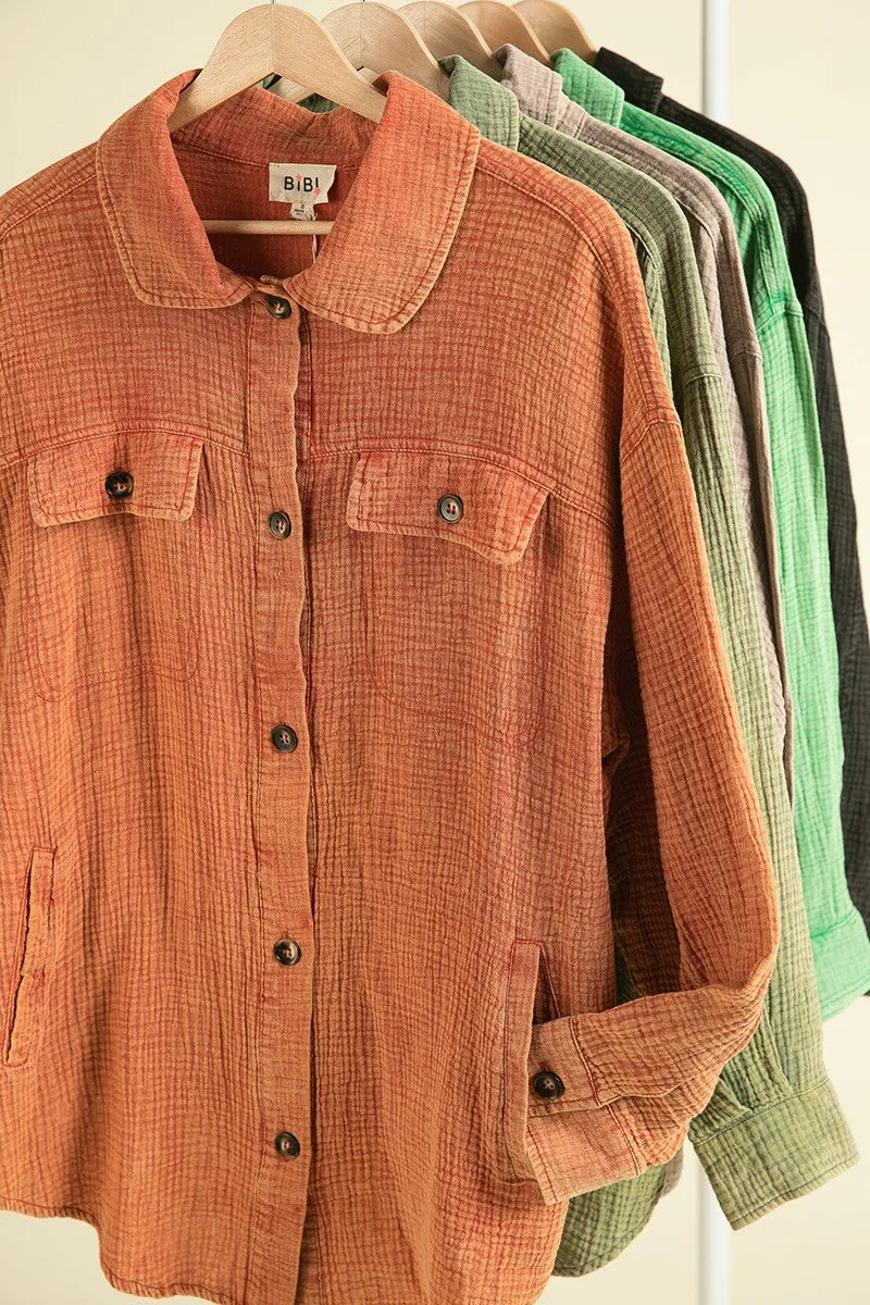 IP4500G-66_4 | VINTAGE WASHED WIRNKLE GAUZE SHACKET