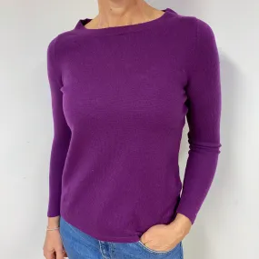 Iris Purple Cashmere Crew Neck Jumper Medium Petite