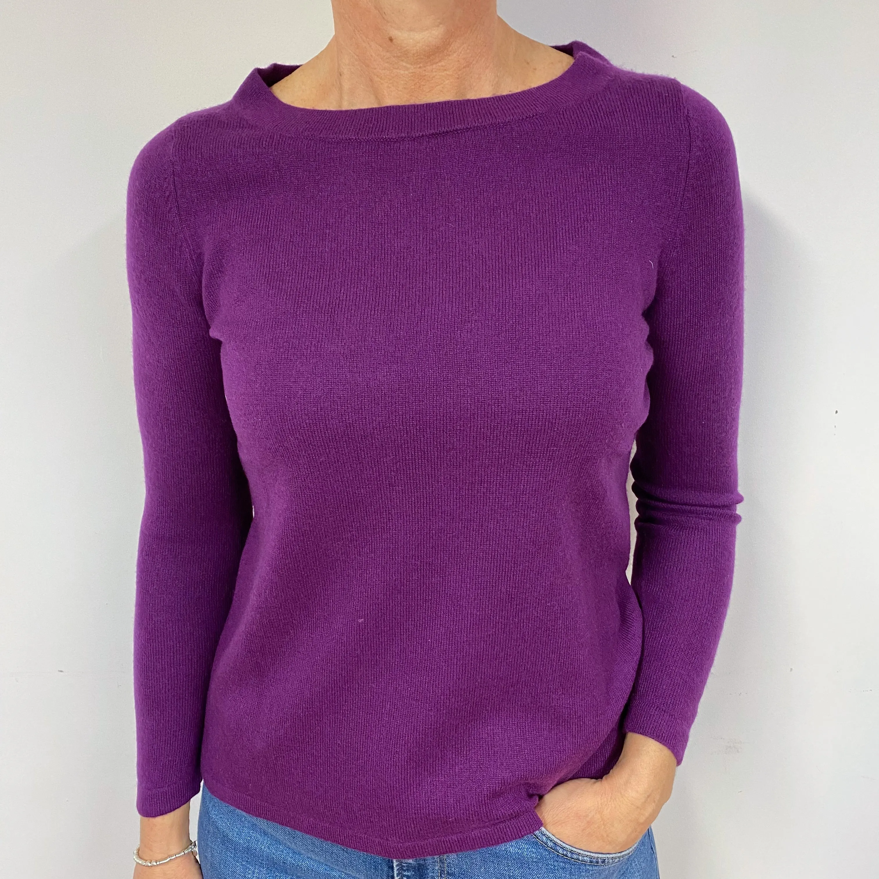 Iris Purple Cashmere Crew Neck Jumper Medium Petite