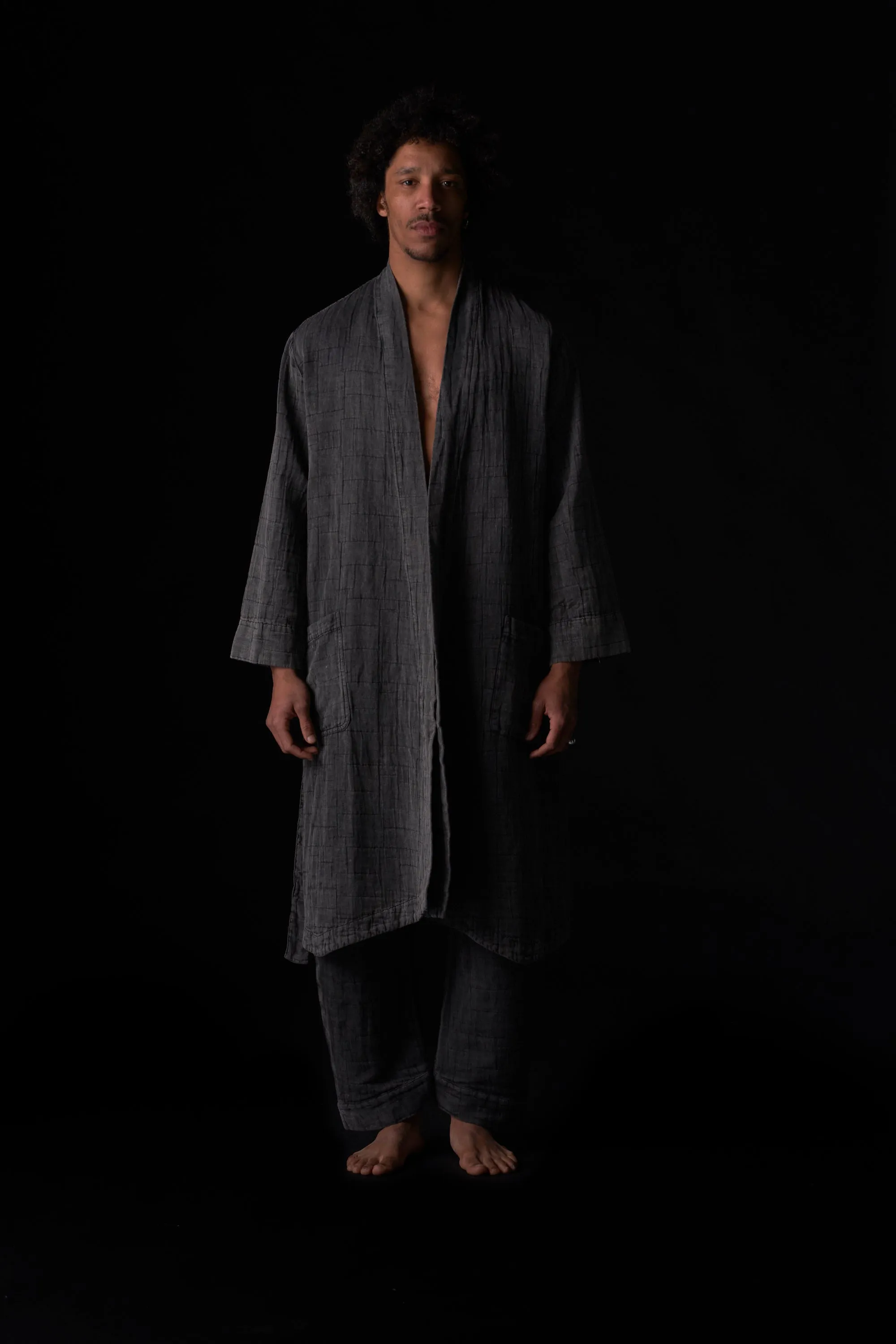 Jacquard Home Coat Washed Black