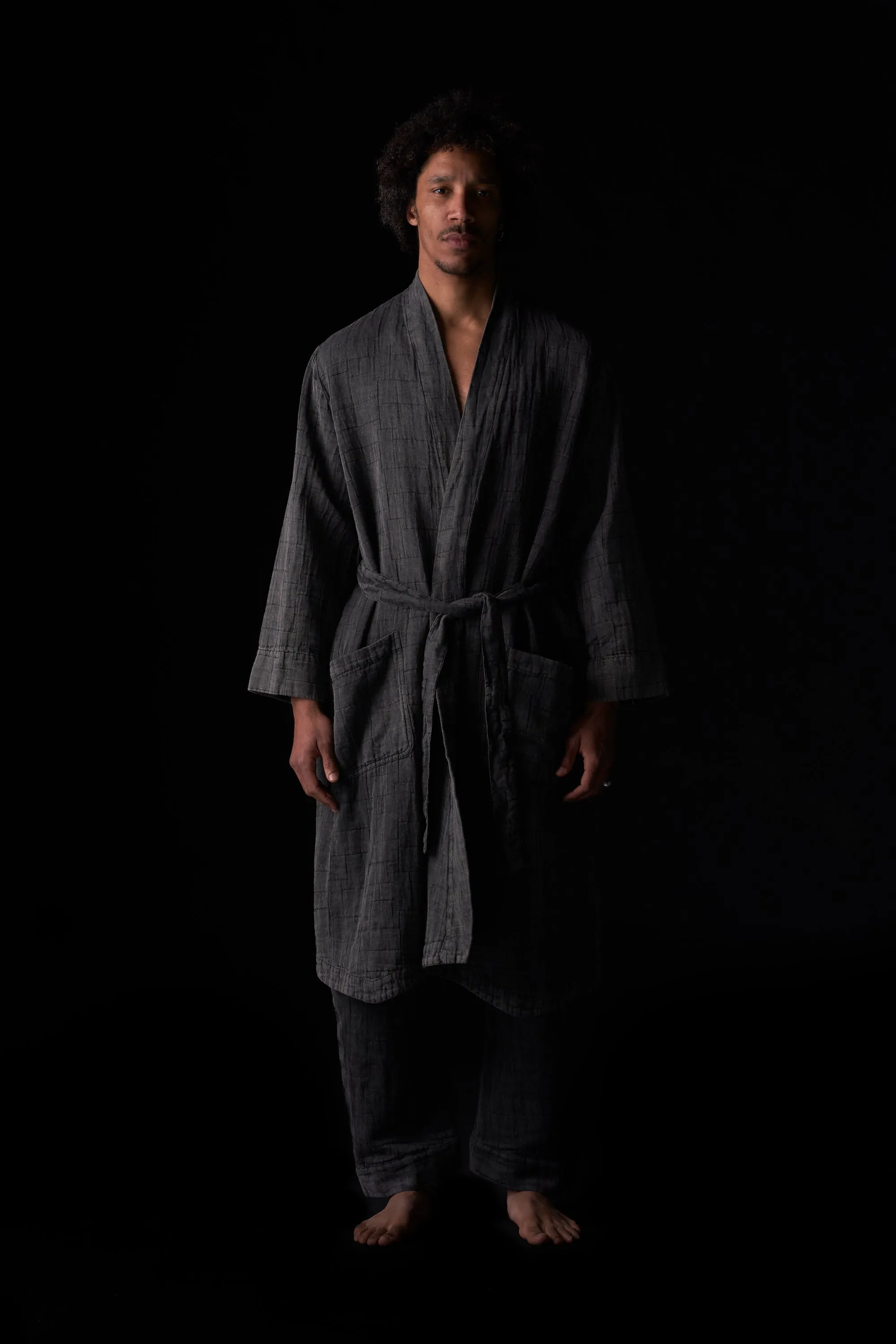 Jacquard Home Coat Washed Black