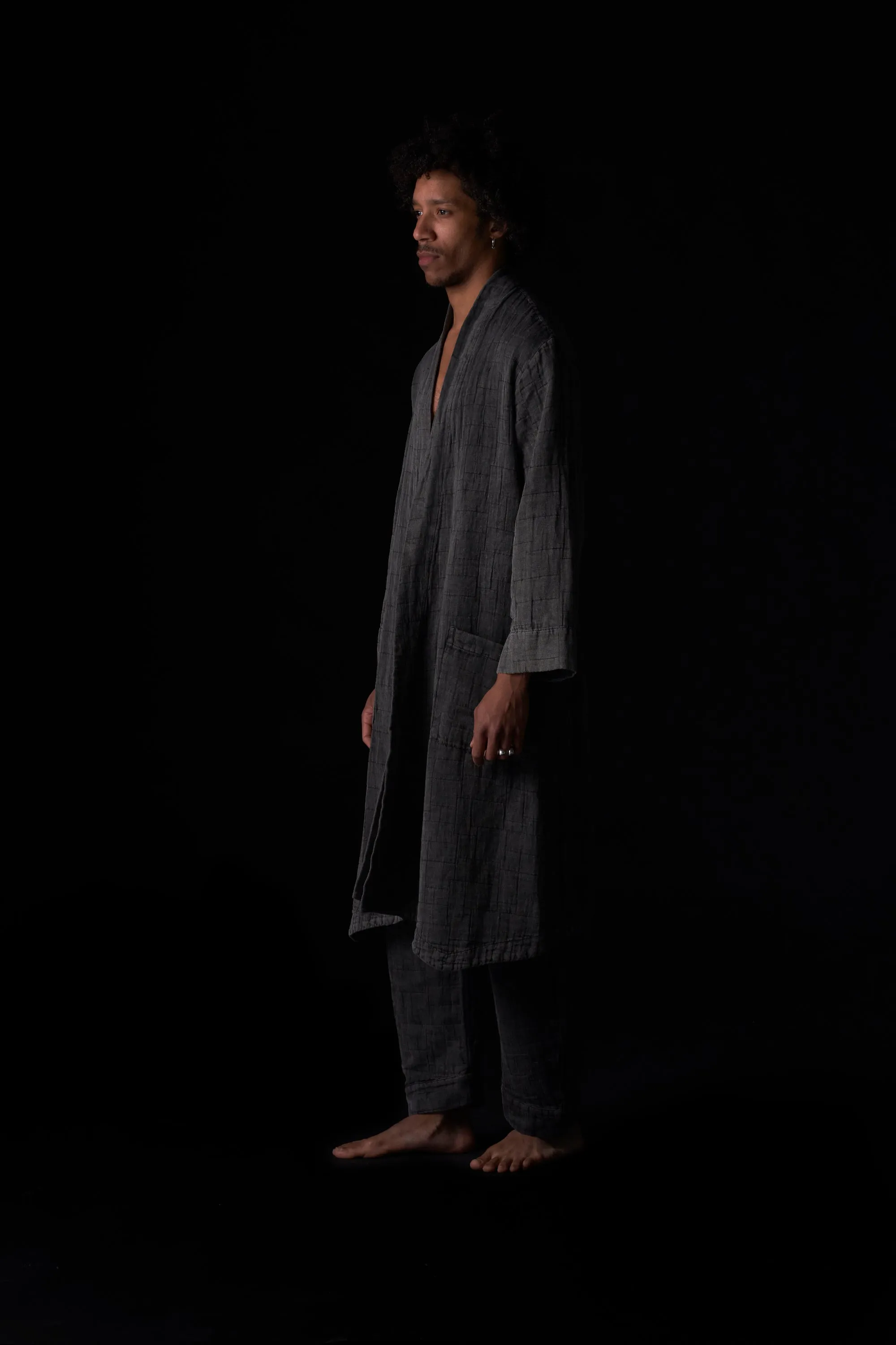 Jacquard Home Coat Washed Black