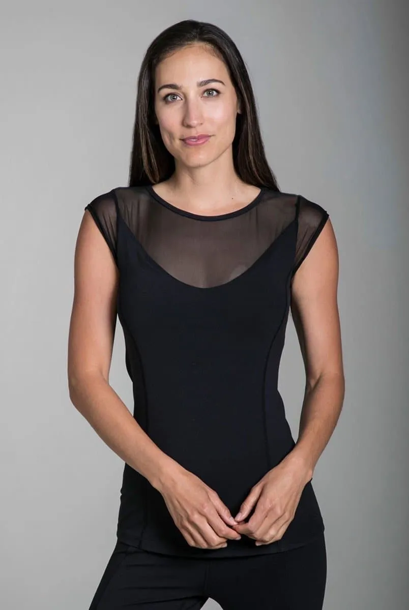 KiraGrace Crescent Mesh Yoga Cap Sleeve