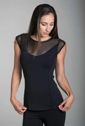 KiraGrace Crescent Mesh Yoga Cap Sleeve