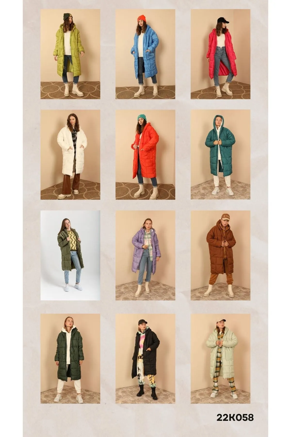 KKT Long Sleeve Oversize Women Coat - Khaki  - Woodland