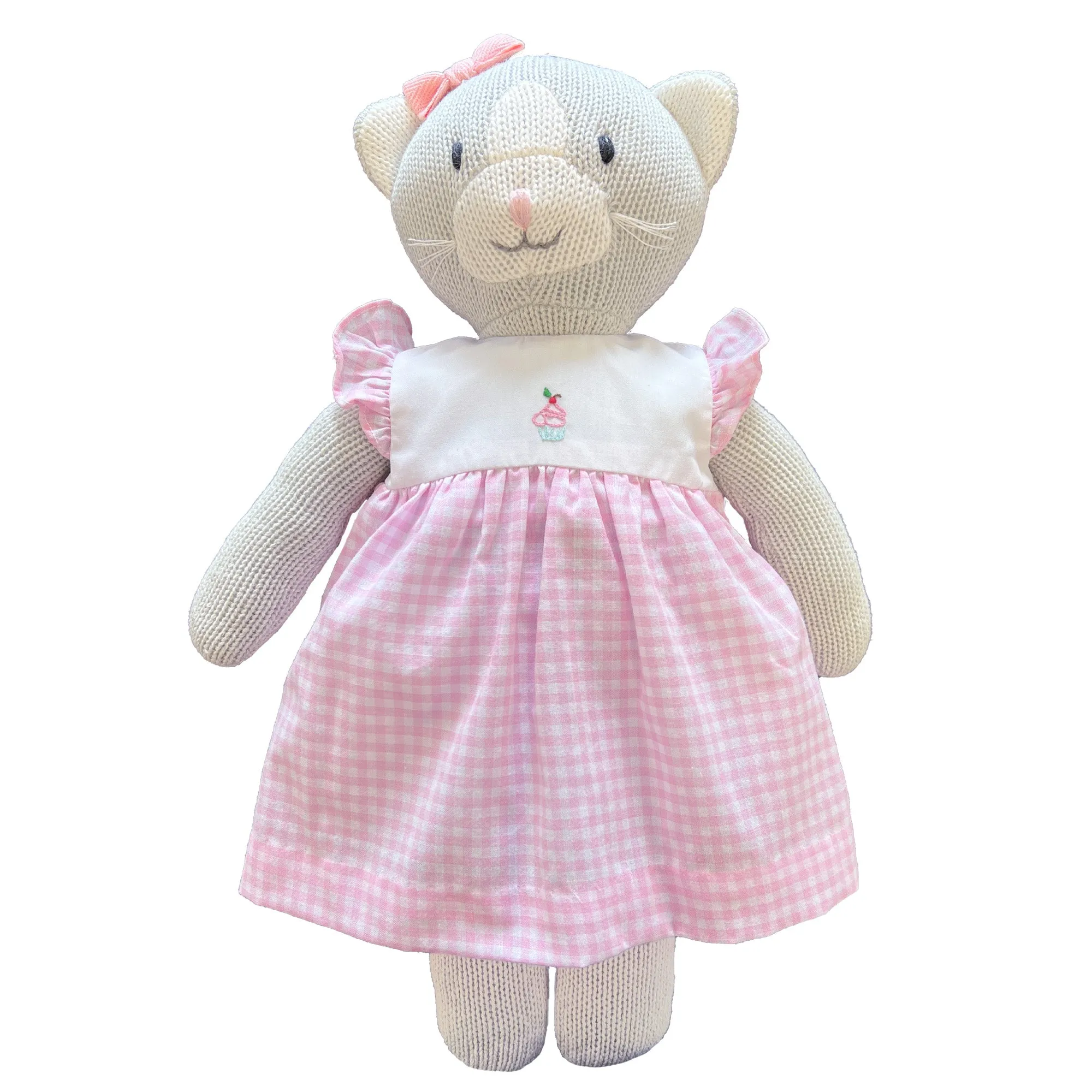 Knit Cat Doll with Birthday Cupcake Dress