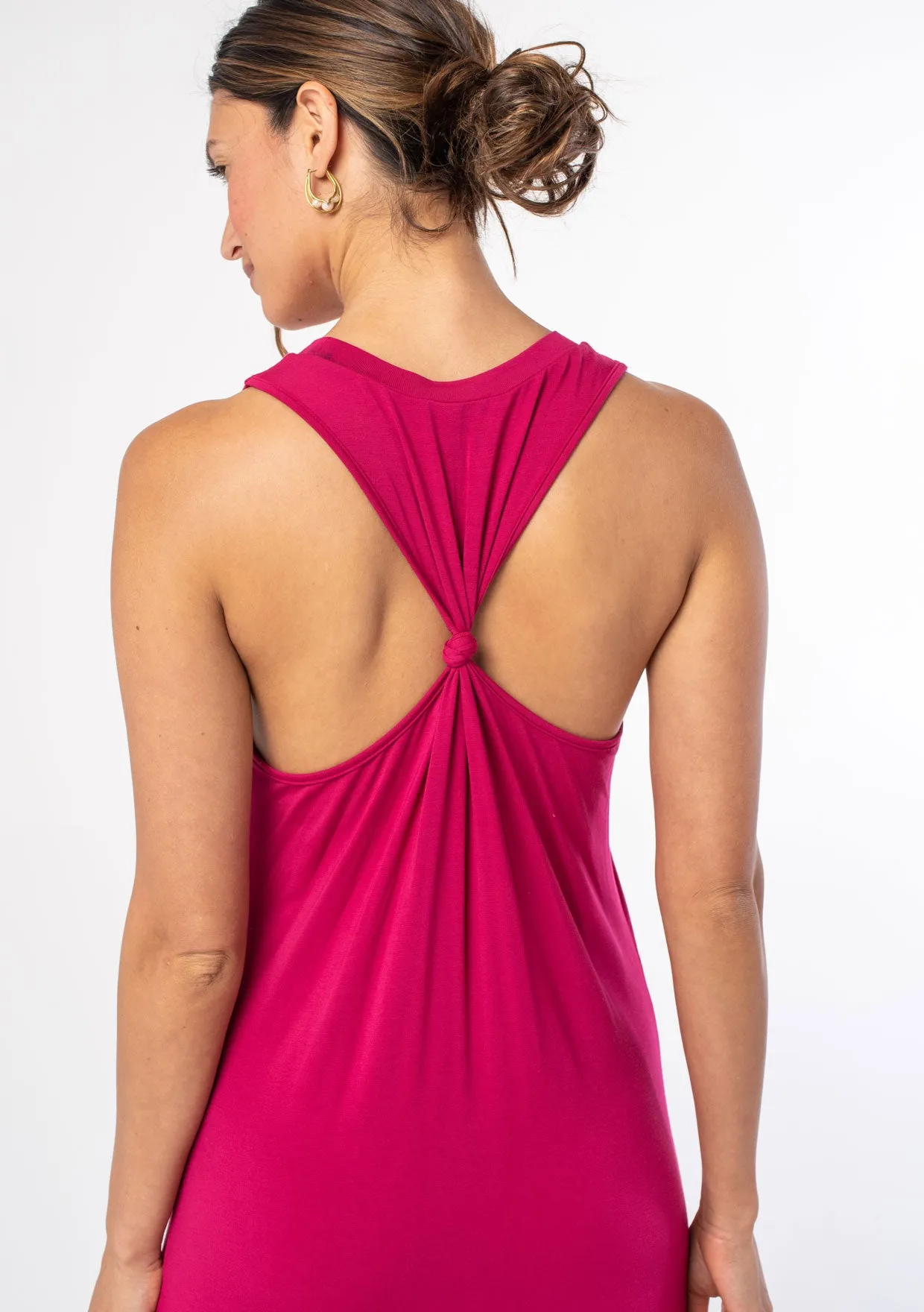 Knotted Racer Back Knit Tank Maxi Dress
