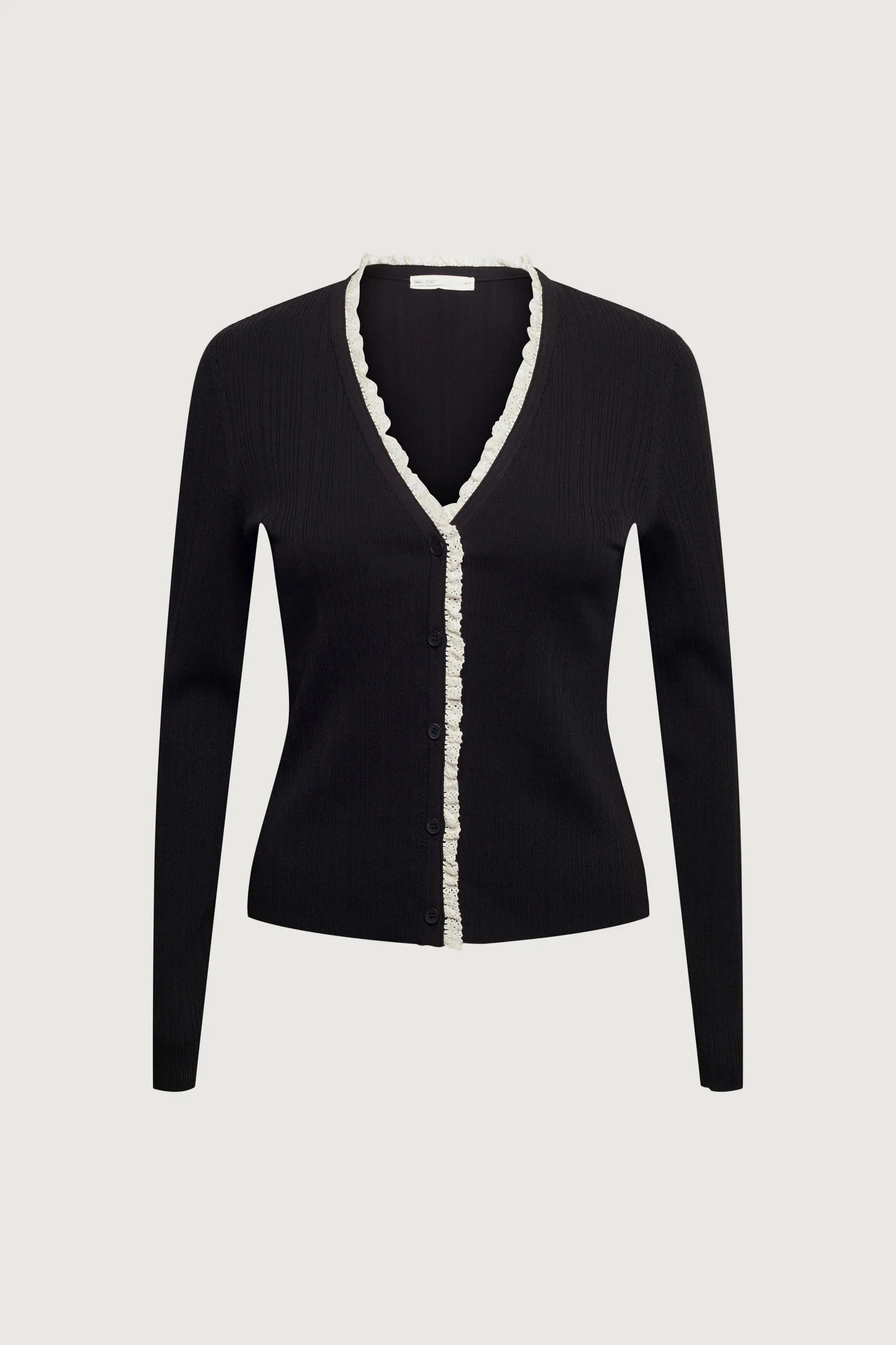 Lace Trim Button Front Cardigan