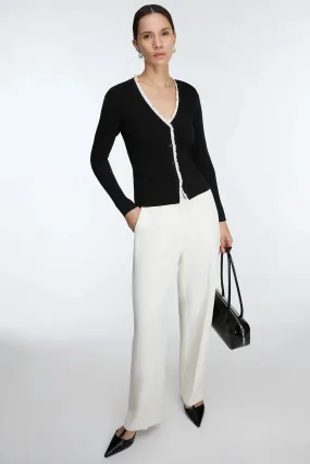 Lace Trim Button Front Cardigan