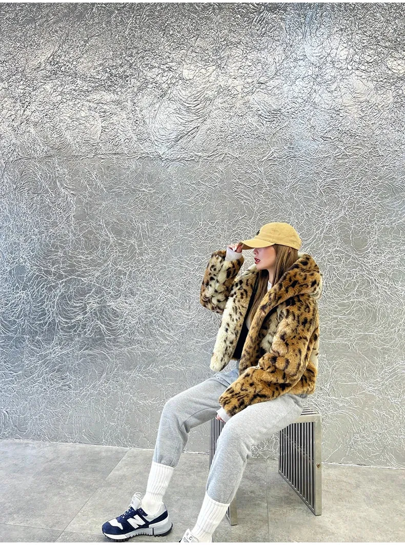 Leopard Print Faux Fur Coat