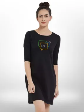 LOL PRINTED THREE QUARTER SLEEVE T-SHIRT SIDE POCKET FOR WOMEN'S