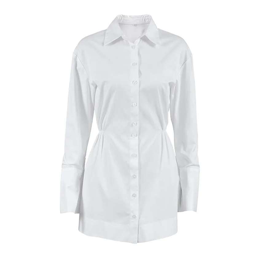 Long Sleeve Polo Collar Shirt Dress