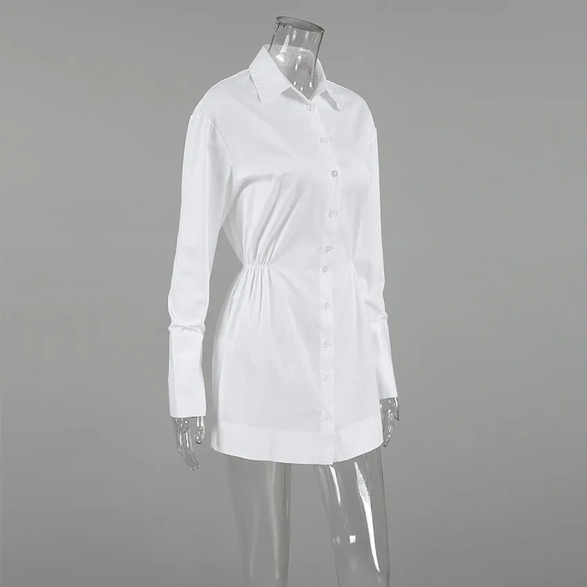 Long Sleeve Polo Collar Shirt Dress