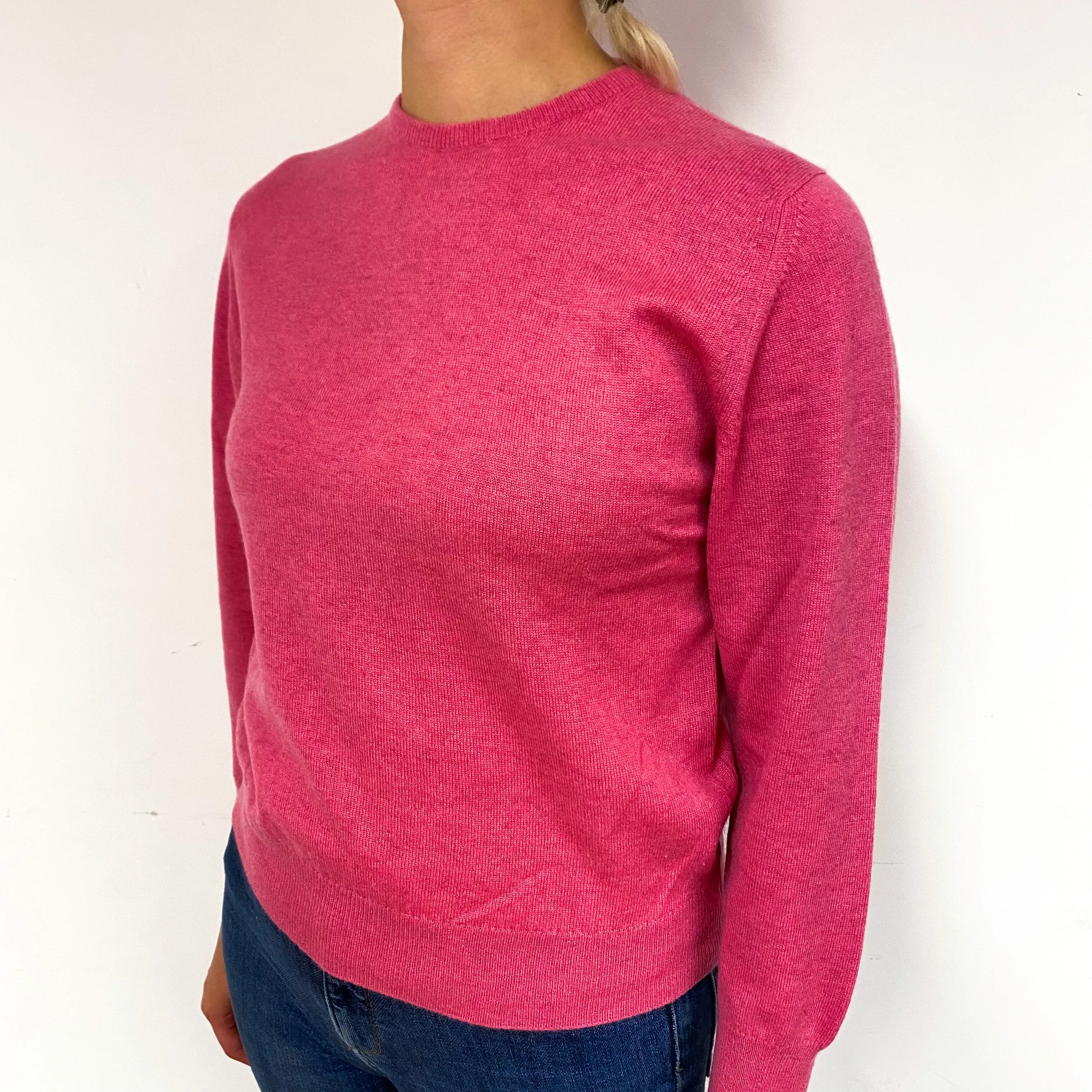Lupin Pink Cashmere Crew Neck Jumper Small