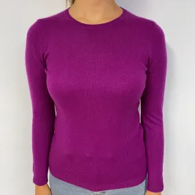Magenta Pink Cashmere Crew Neck Jumper Small