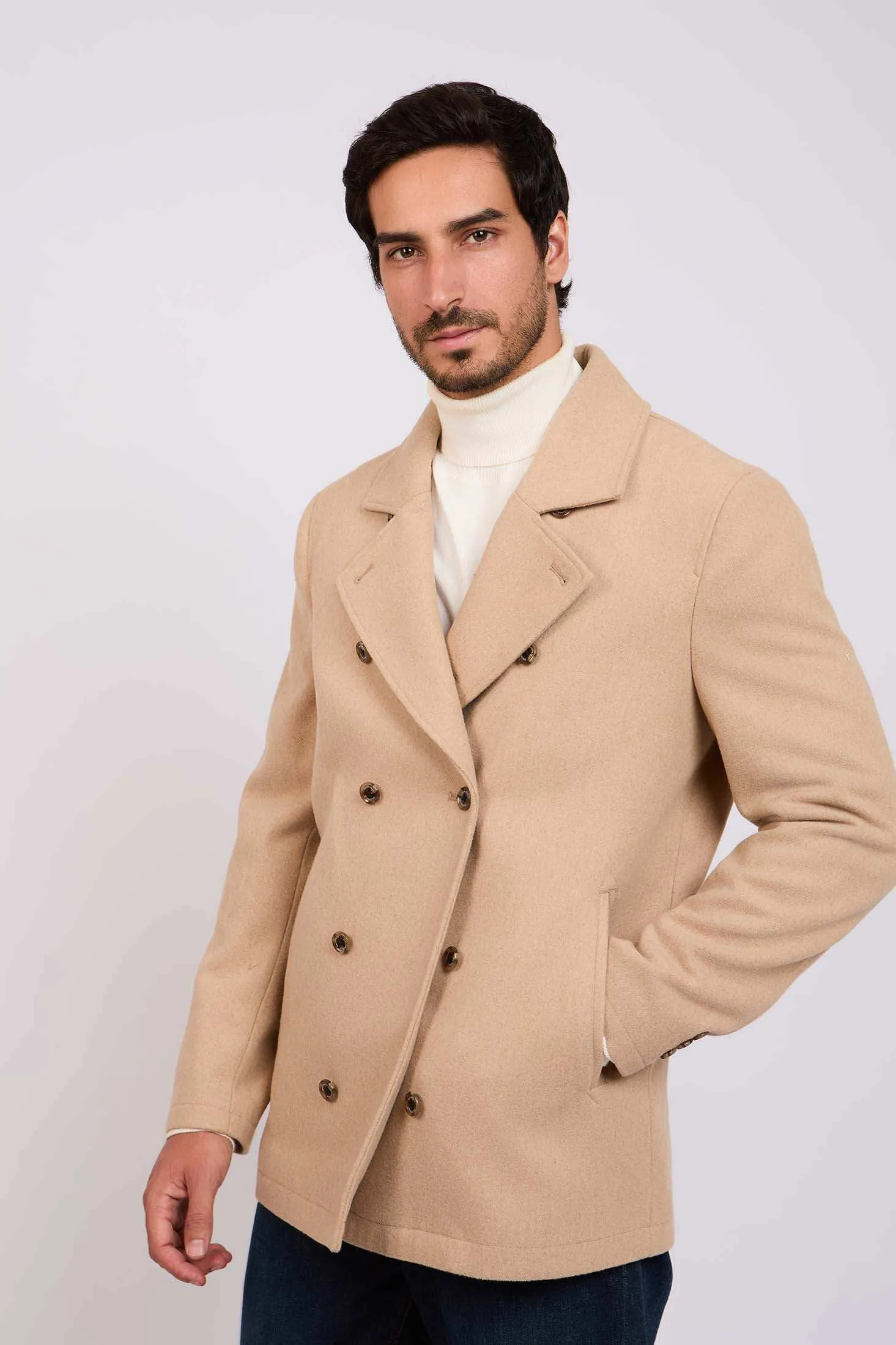 Men Regular Fit Coat - Brown
