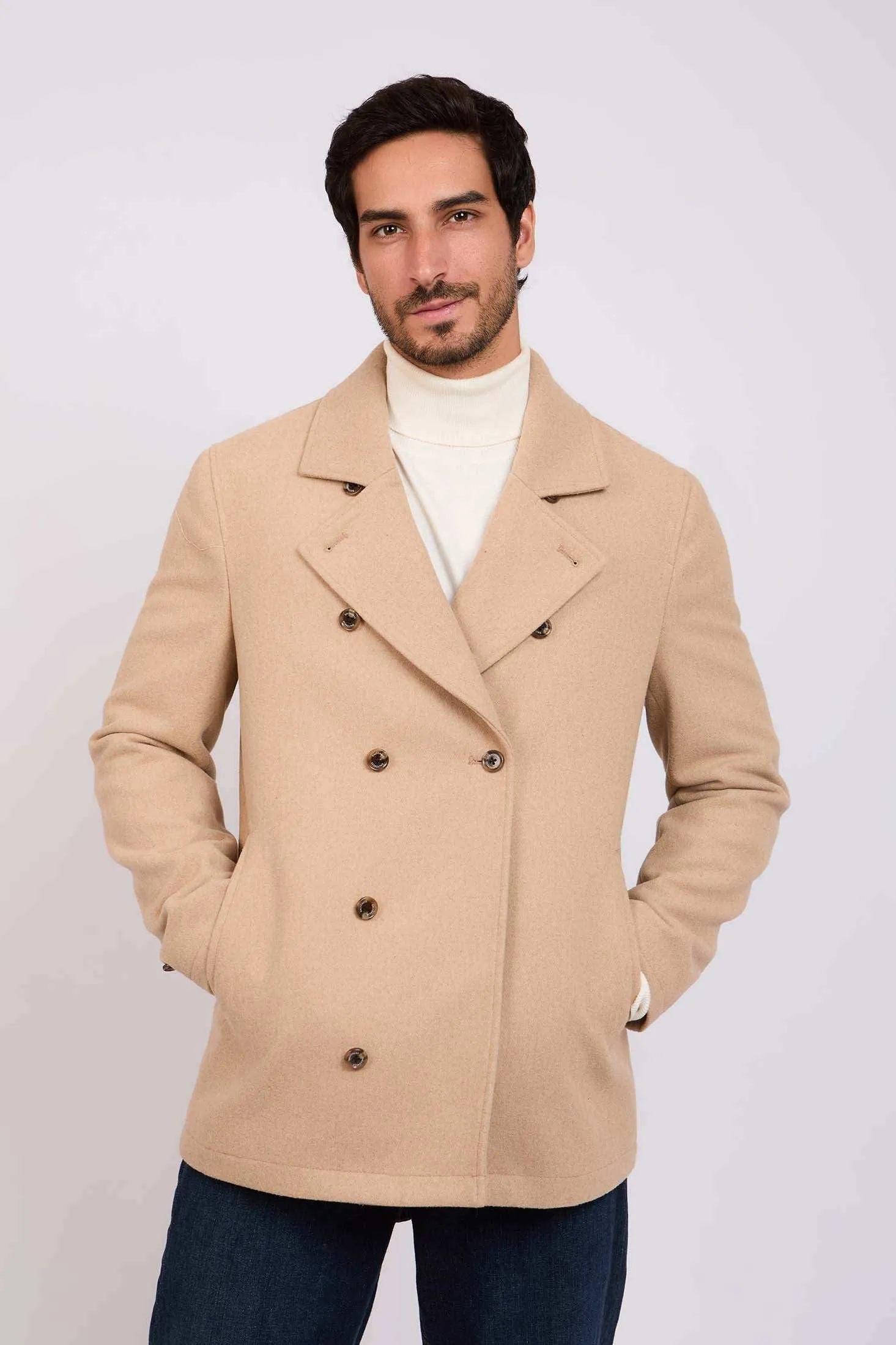 Men Regular Fit Coat - Brown