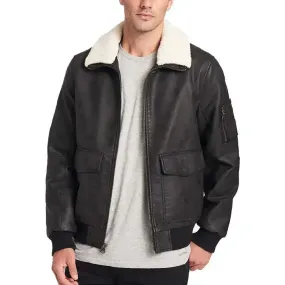 Men's Leather Sherpa Collar Aviator Bomber Jacket – Warm & Stylish