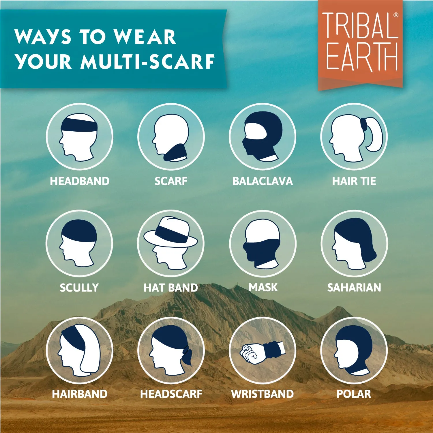 Multi Scarf | Face Mask | Bandana | Headband - Zig Zag