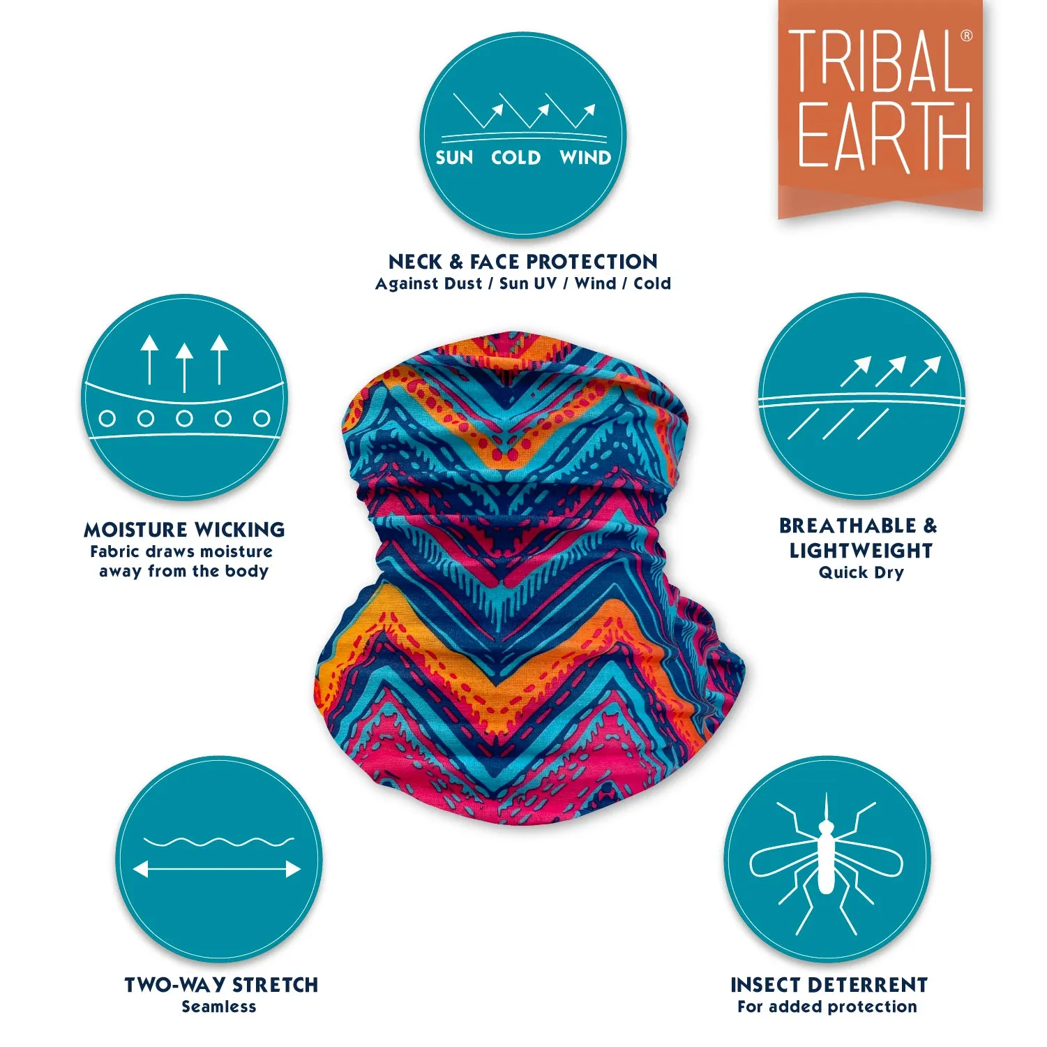 Multi Scarf | Face Mask | Bandana | Headband - Zig Zag