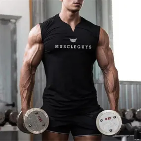 Muscleguys Brand Gym Clothing V Neck Compression