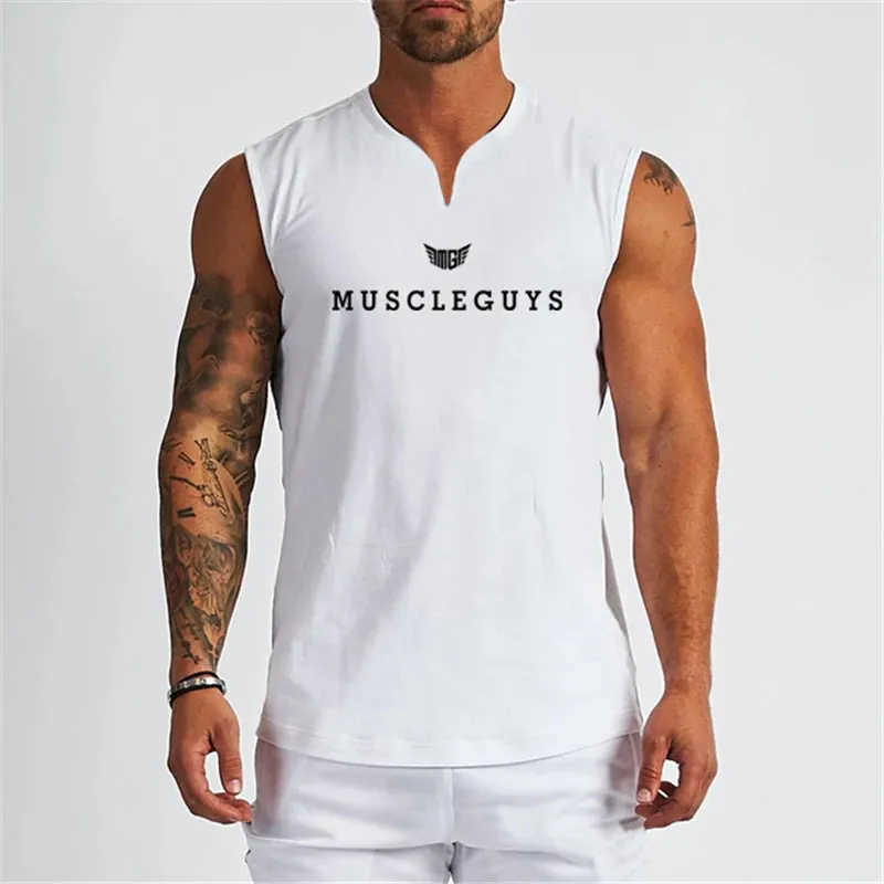 Muscleguys Brand Gym Clothing V Neck Compression