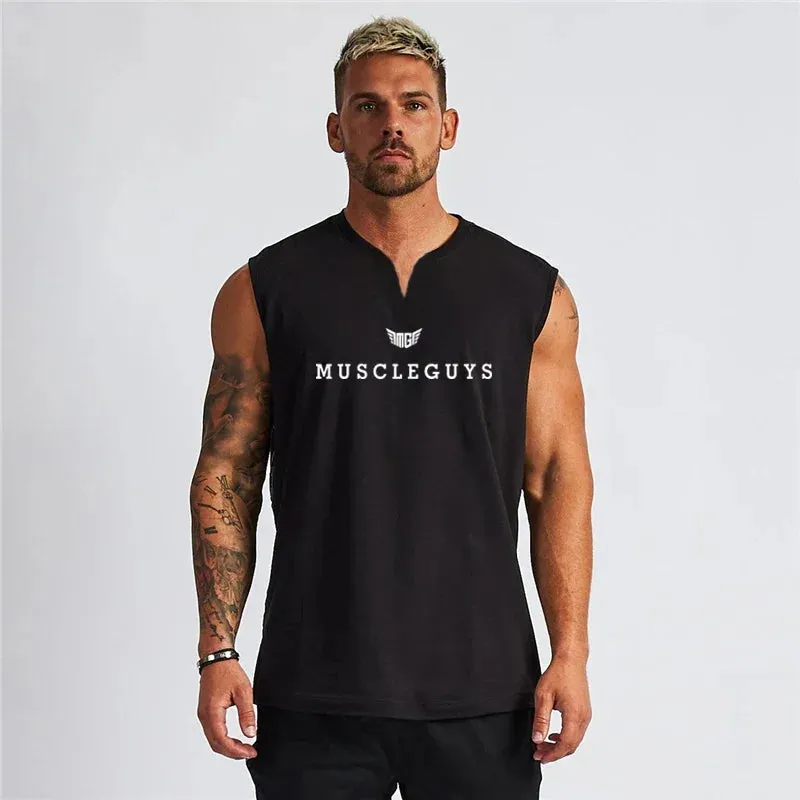 Muscleguys Brand Gym Clothing V Neck Compression