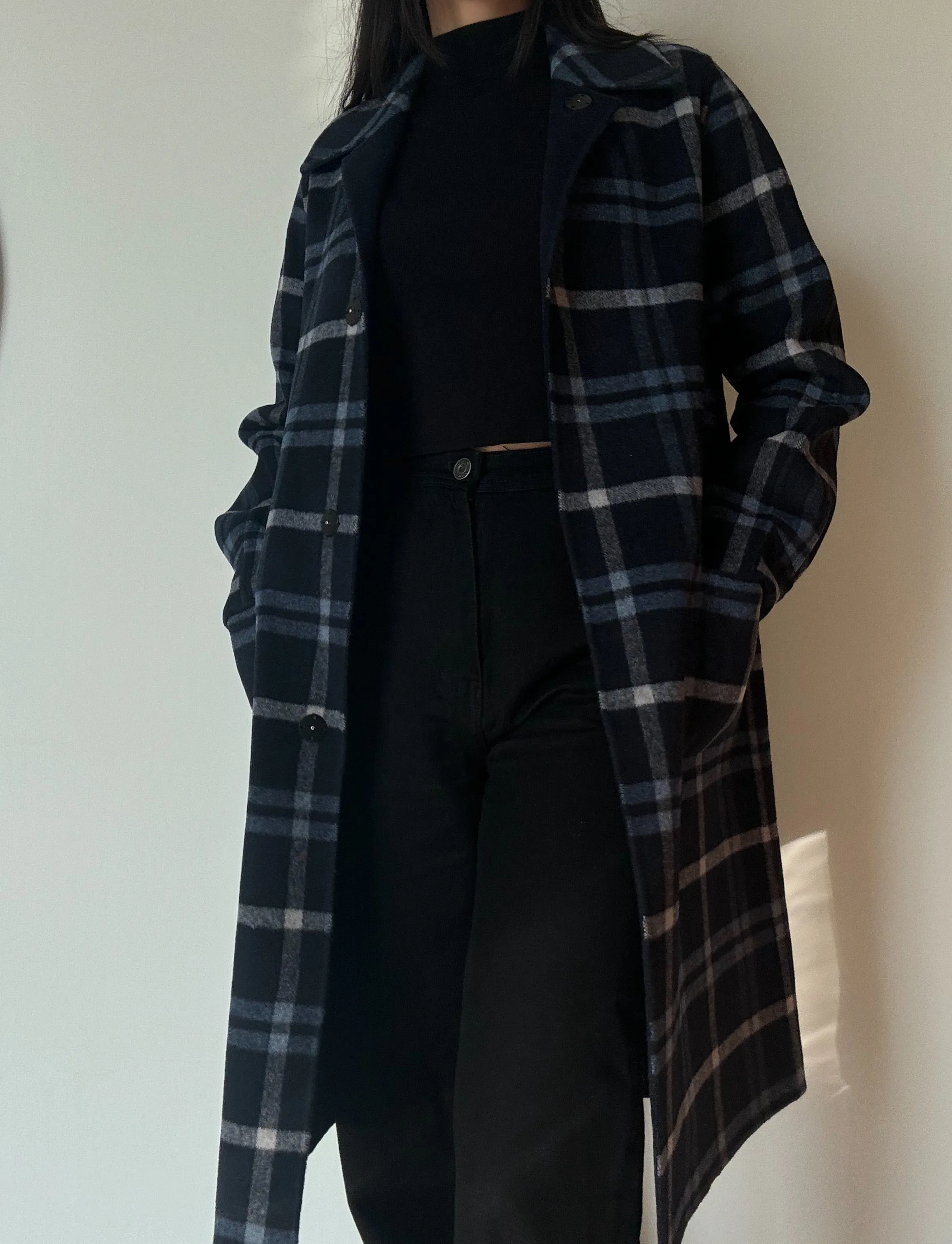 Navy Blue Reversible Coat (Wool-Blend)