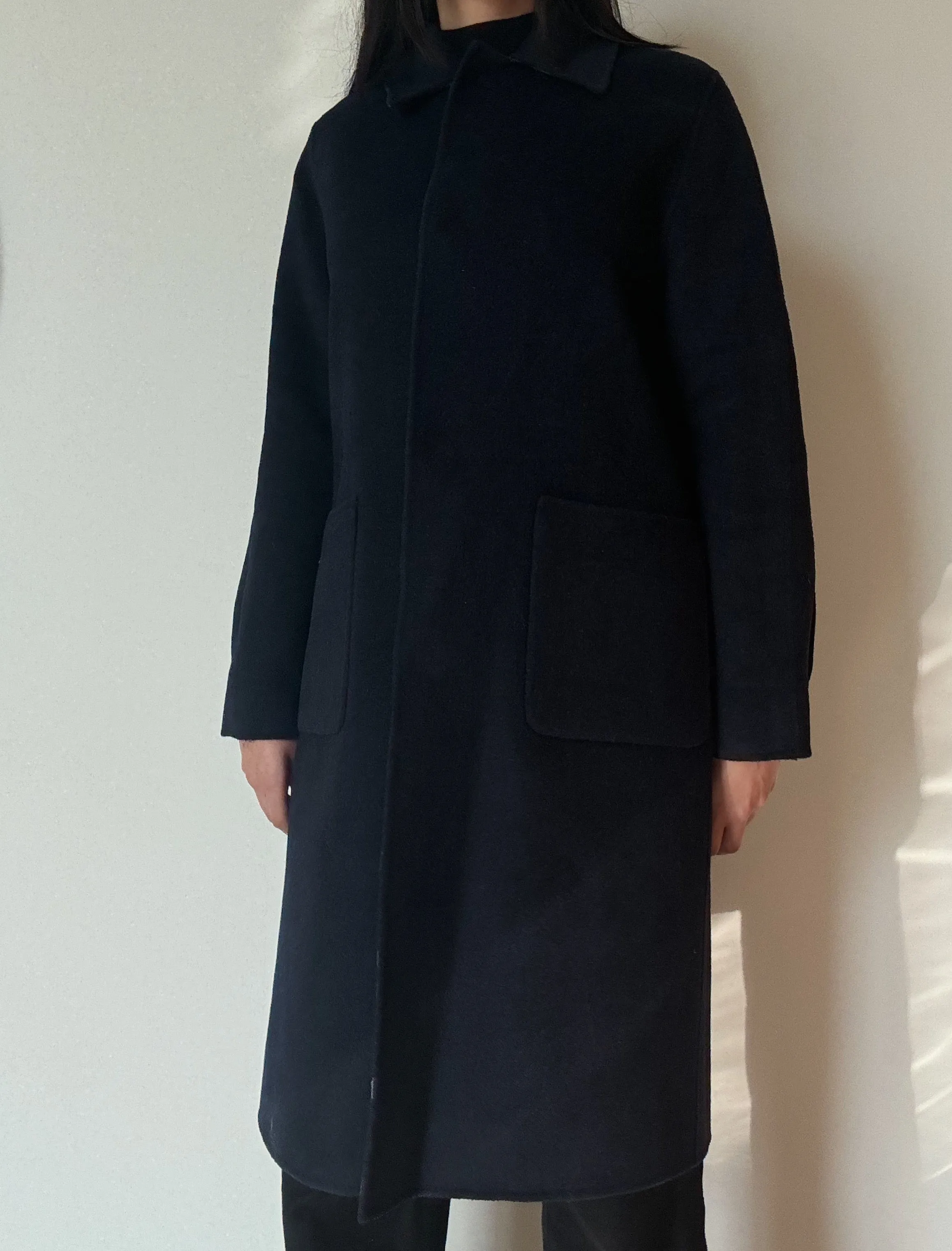 Navy Blue Reversible Coat (Wool-Blend)