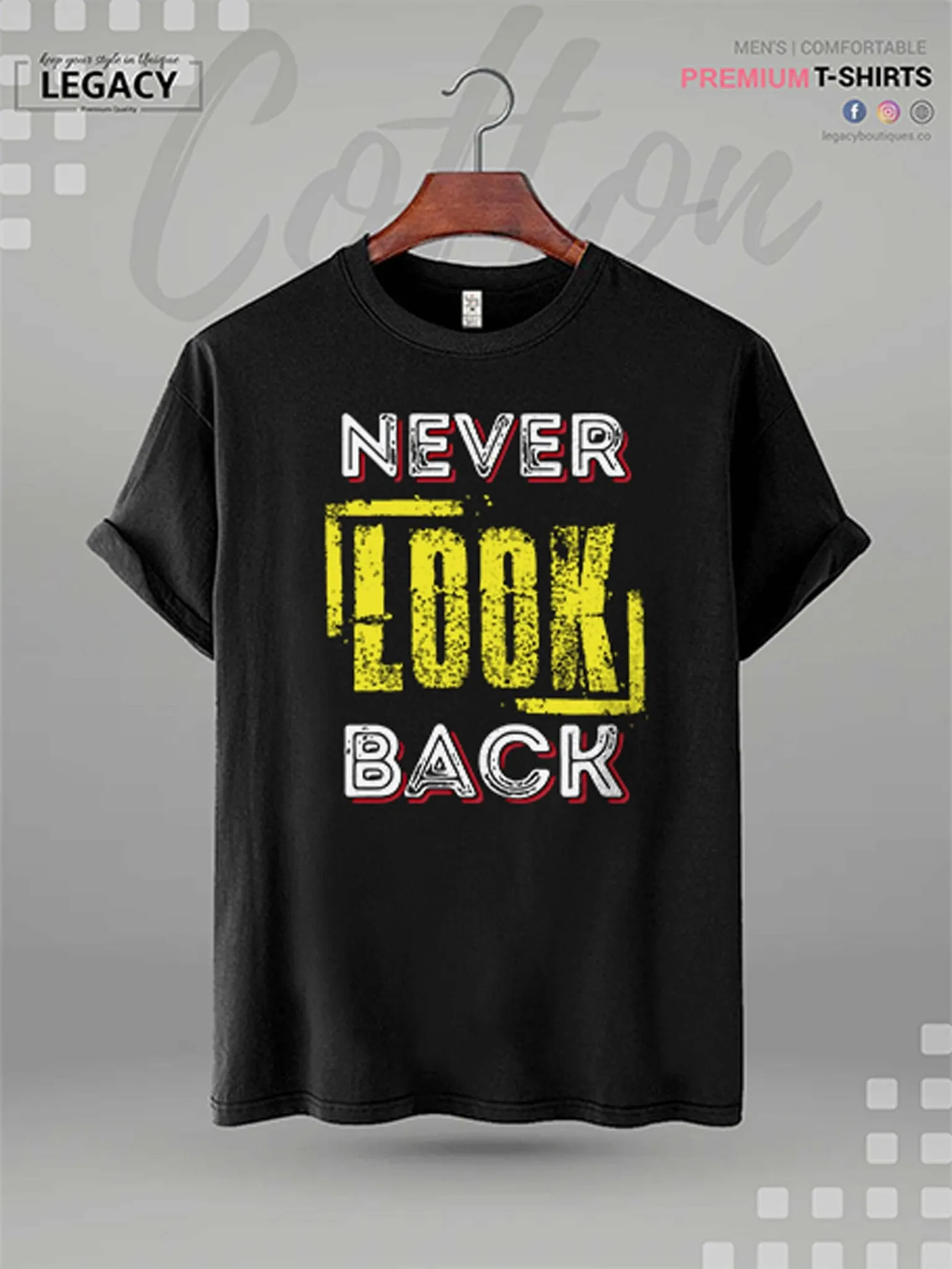 Never Look Back Printed Men's High Quality Tee In Resonable Price