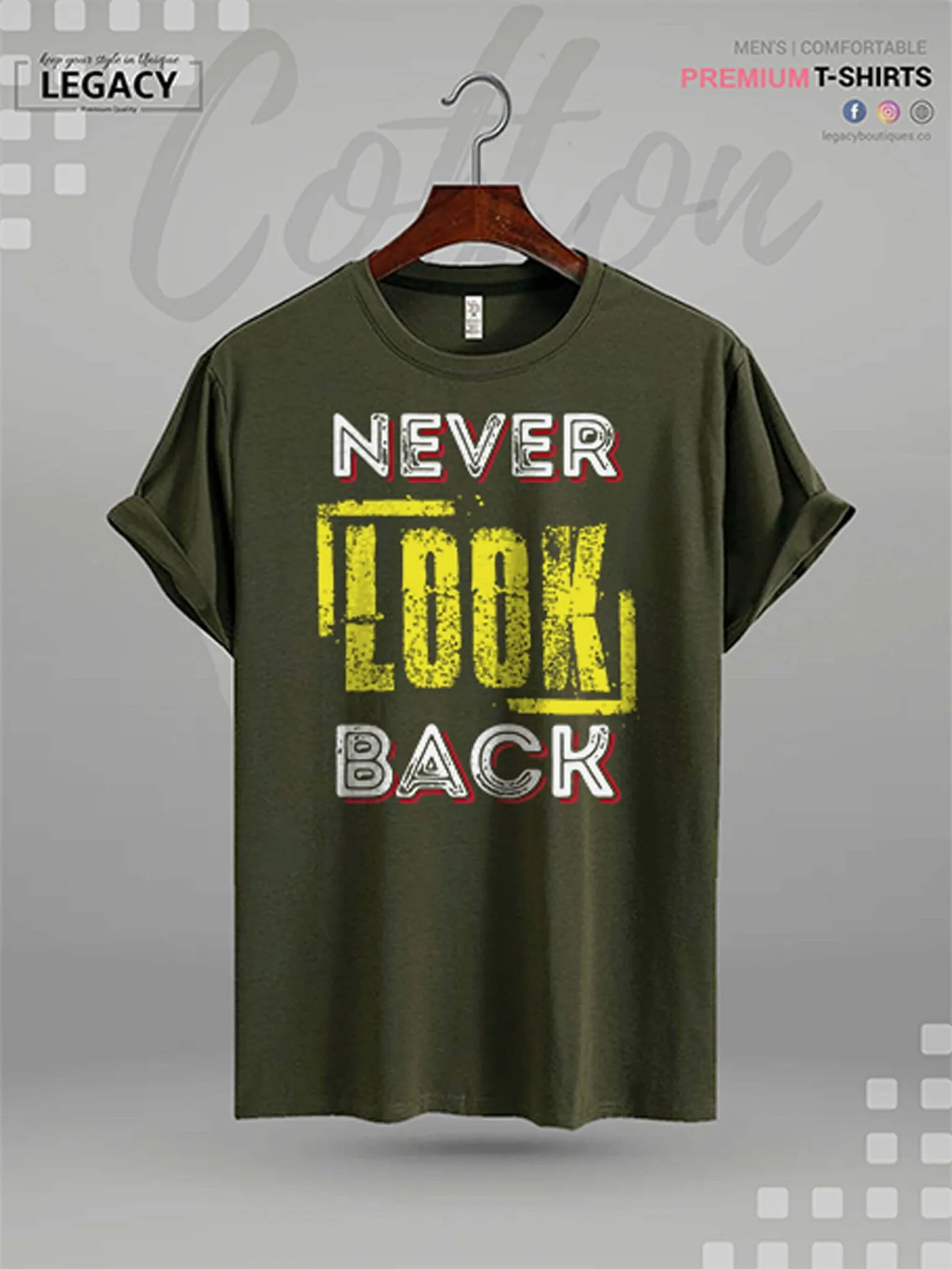 Never Look Back Printed Men's High Quality Tee In Resonable Price