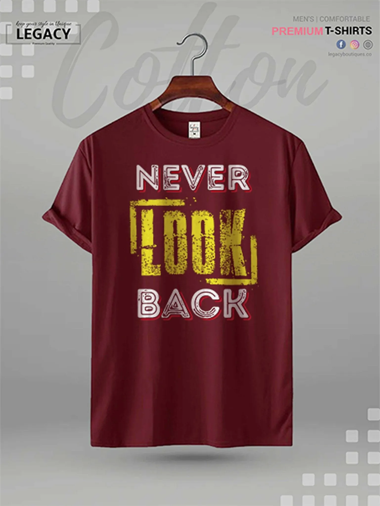 Never Look Back Printed Men's High Quality Tee In Resonable Price