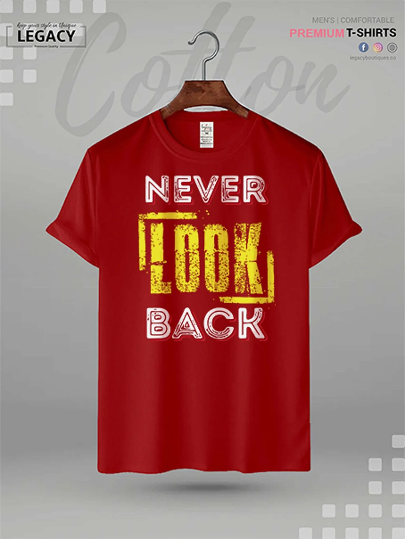 Never Look Back Printed Men's High Quality Tee In Resonable Price