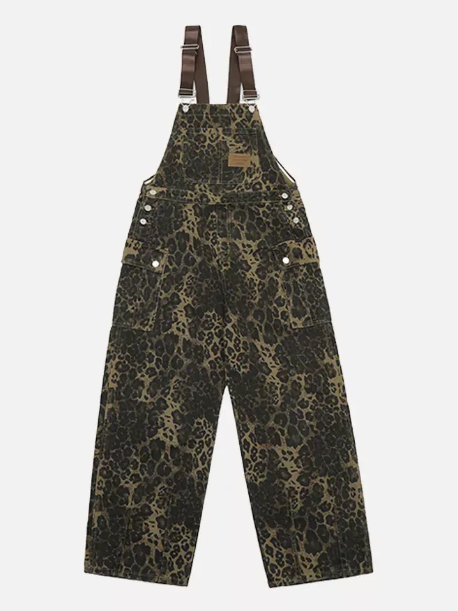 Niceprimes Leopard Print Overall Pants