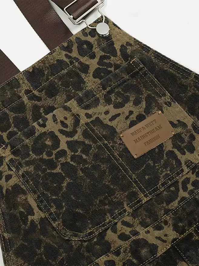 Niceprimes Leopard Print Overall Pants