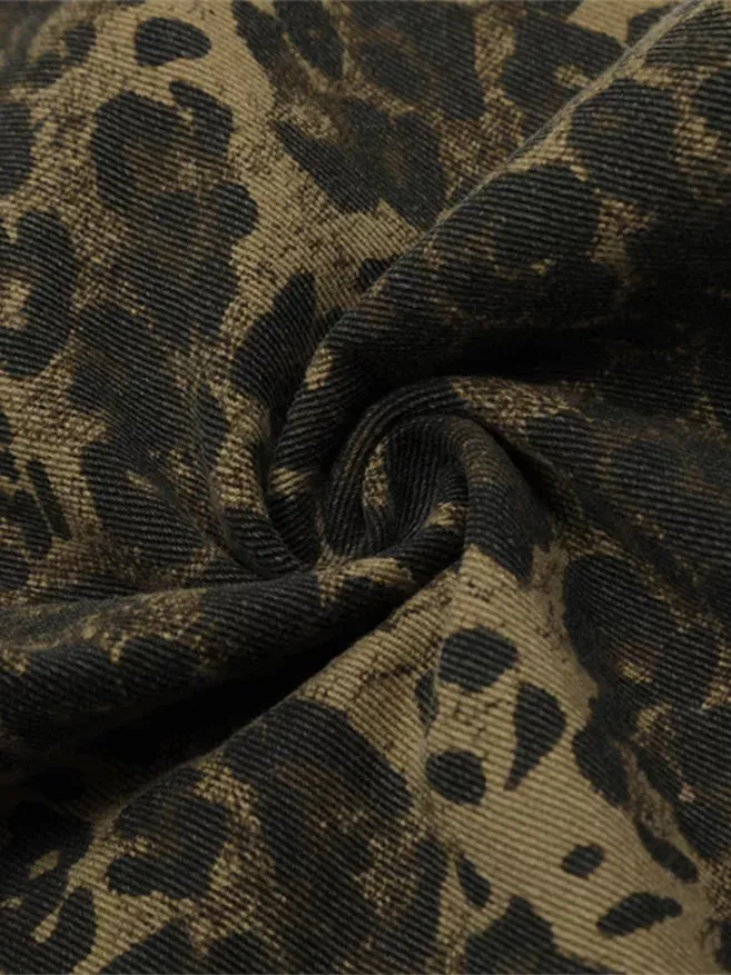 Niceprimes Leopard Print Overall Pants