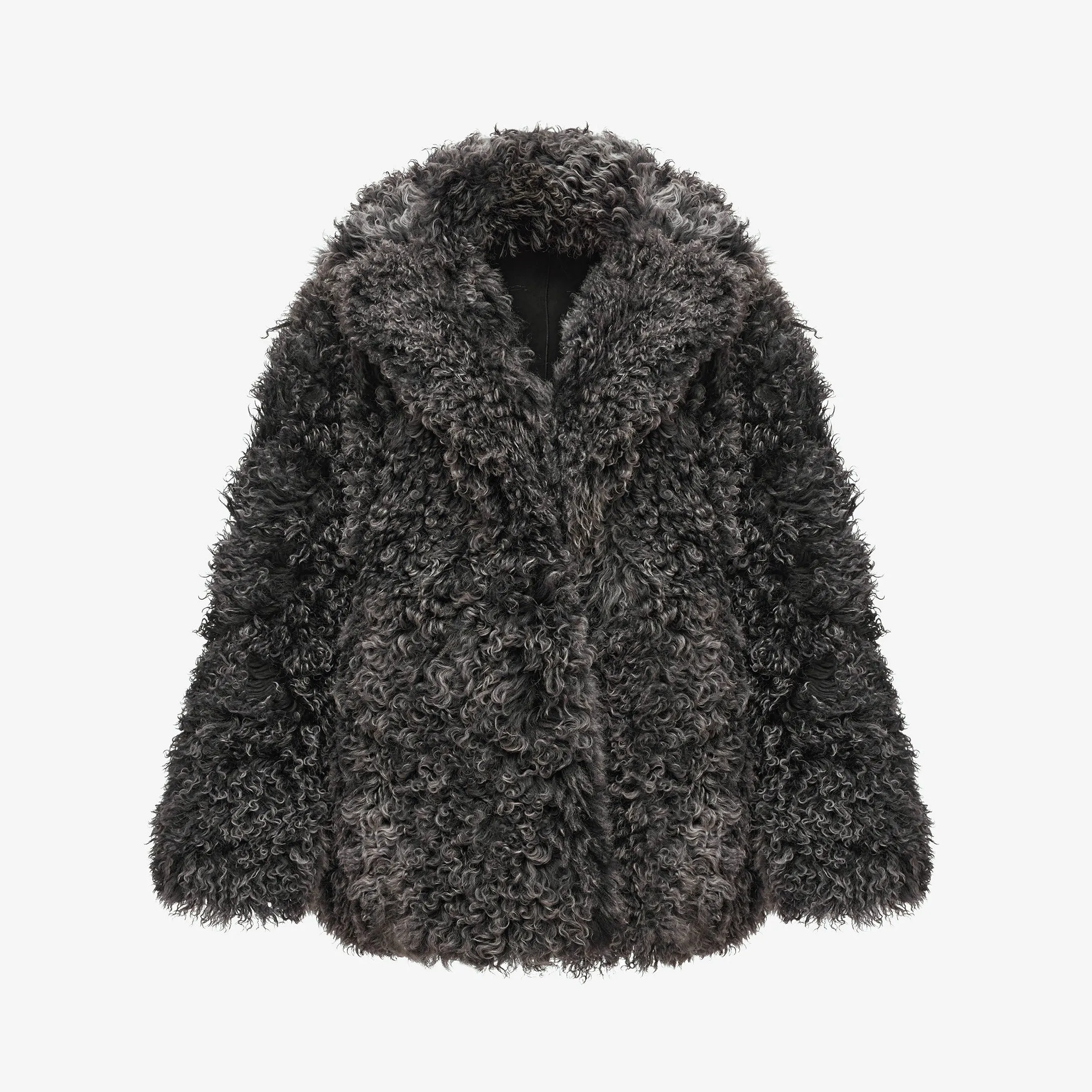 OVERSIZE SHEARLING JACKET IN  BLACK BRISA